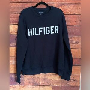 Tommy Hilfiger Men's Navy Blue Logo Long Sleeve Crewneck Sweatshirt/Pullover- L